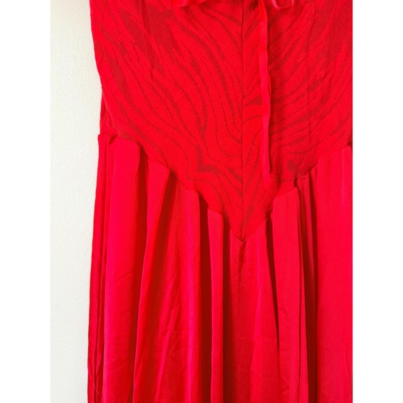 VTG Rare Olga Red Ruched Bow Maxi Nightgown/Slip  Size M Romantic Feminine - Picture 3 of 8